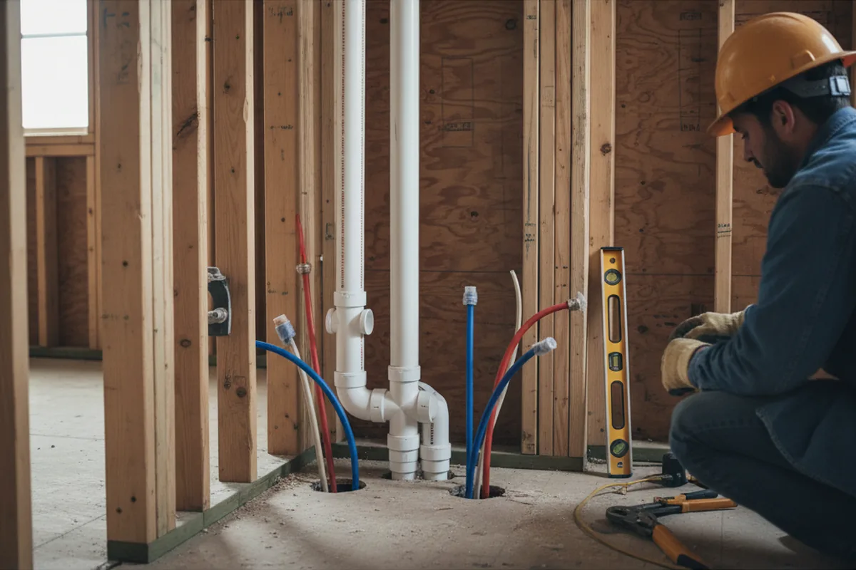 Drain and supply rough-in during Sump Pump Repair in Milnesand